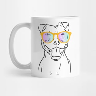 cheerful bull Terrier dog with glasses Mug